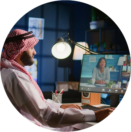 Professional on video call