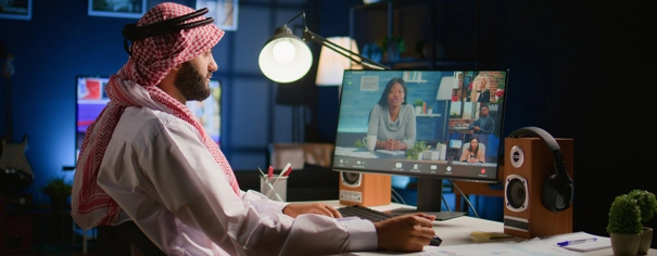 Professional on video call